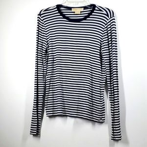 MICHAEL Michael Kors Blue White Striped Long Sleeve Shirt PM